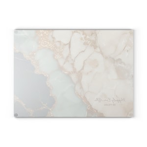 50th Anniversary Gold & Teal Marble-design *Glass* Cutting Board, 50 Years Charcuterie Board Faux Marble 50th Gift Serving Tray Cheeseboard image 10