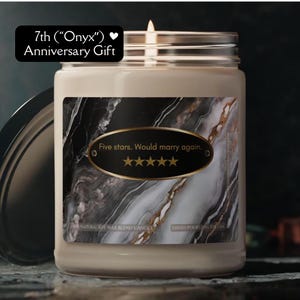 Joli cadeau d'anniversaire de 7e « Onyx » pour lui pour elle Bougie Cadeau de 7e anniversaire de mariage pour mari Cadeau pour femme Cadeau pour couple Doux sentimental