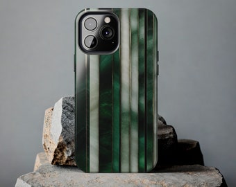 iPhone Case Emerald Green Alabaster-Marble Stripe-print iPhone Case Green Marble Emerald Aventurine iPhone Case Gift for Him