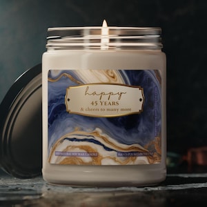 Beau cadeau 45e anniversaire saphir bleu, bougie design, 45 ans, cadeau d'anniversaire saphir saphir pour mari, cadeau femme, couple elle lui