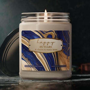 Beau cadeau 45e anniversaire saphir bleu, bougie design, 45 ans, cadeau d'anniversaire saphir saphir pour mari, cadeau femme, couple elle lui