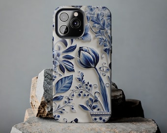 Beautiful Delft Blue-design Tough iPhone Cases Floral Phone Case For Her Tulip Phone Case Oma Gift Spring Phone Case Vintage Floral Holland