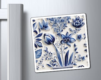 Beautiful Delft Blue Tile-like Magnet - three sizes to choose from | Dutch Delft Blue | Gift for Oma | Gift for Her Timeless Kitchen Decor