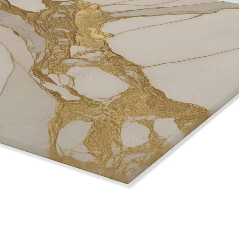 50th Anniversary Gold & Cream Marble-design *Glass* Cutting Board, Charcuterie Board Faux Marble Serving Board Cheeseboard 50th Wedding Gift image 9