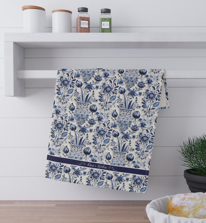 Oma's Kitchen Delft Blue Design Kitchen Towel Gift for Oma Gift for