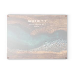 Retirement Gift Glass Cutting Board, Personalized Retirement Gift, Teal Ocean Coastal Kitchen Decor, New Chapter Gift, Beach Retirement Gift Bild 12