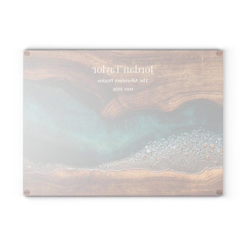 Retirement Gift Glass Cutting Board, Personalized Retirement Gift, Teal Ocean Coastal Kitchen Decor, New Chapter Gift, Beach Retirement Gift Bild 12