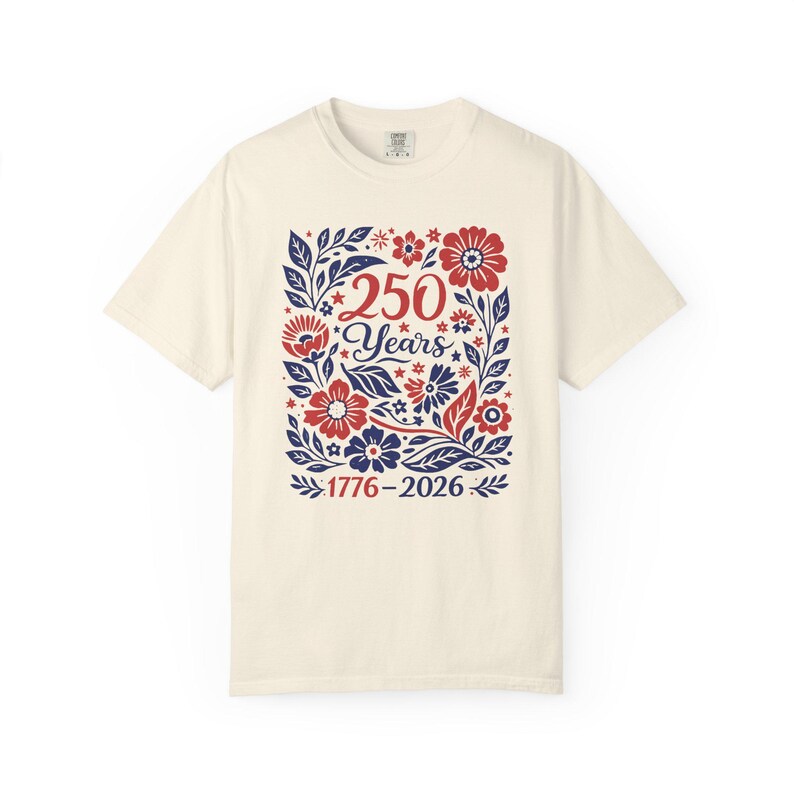 USA 250 Years Shirt, Retro Patriotic Floral Tee, 1776-2026 America Anniversary Shirt, Comfort Colors 1717 Vintage Tee, Semiquincentennial image 16