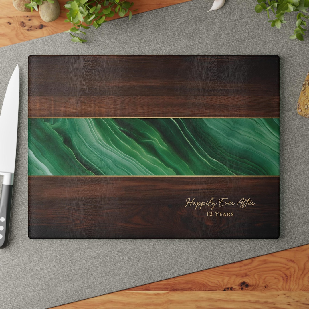 Beautiful 12th Jade Anniversary Gift *glass* Cutting & Serving Board