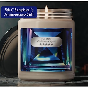 Cadeau drôle 5e anniversaire « Saphir » 45e 65e anniversaire saphir bleu-Design bougie cinq étoiles se marierait Cadeau pour mari Cadeau pour femme