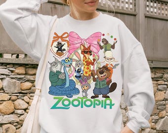 Koszulka z filmu „Zwierzogród 2”, koszulka z kreskówkowym motywem retro z Judy Hopps i Nickiem Wilde'em z filmu Disneya, gadżet dla fanów „Zwierzogród” – prezent dla dzieci i dorosłych