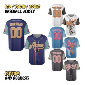 Personalisierte Gefrorene Baseball Jersey, Anna Olaf Bruni Kristoff Shirt, Disney Geschenk für Kinder, Bestes Jersey Geschenk für Disney-Liebhaber