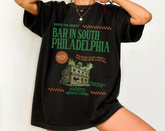 Paddy's Pub T-shirt, Front Back It's Always Sunny In Philadelphia TV Show Merch Apparel, Funny Irish Bar St. Patrick's Day Graphic Tee