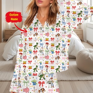 Toy Story Hawaii-Hemd Benutzerdefinierte Name, Woody Buzz Lightjahre Jessie Rex Hamam Alien Forky Shirt, Disney Familie Passendes Aloha Geschenk