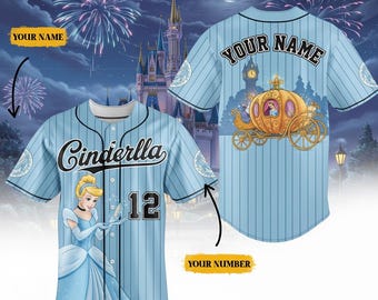 Custom Disney Princess Cinderella Baseball Jersey, Princess Cinderella Baseball Jersey, Disney Cinderella Jersey, Cinderella Baseball Jersey