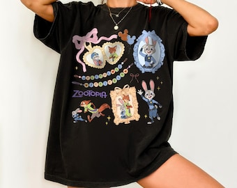 Coquette Bow Watercolor Zootopia Shirt, Judy Hopps Shirt, Nick Wilde Shirt, Retro Zootropolis Disney Tee, WDW Family 2025 Trip Tee