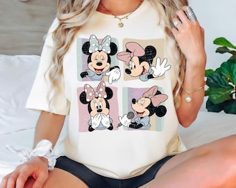 Cute Minnie Mouse Classic Sketch Cute Vintage Portrait T-Shirt, Retro Disney Trip Shirt, Vintage Minnie Shirt, Disney Family Vacation Trip