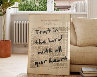 Proverbs 3:5-6 Bible Verse Print, Trust in the Lord, Christian Home Decor (Digital Download)