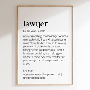 Funny Lawyer Definition Art: Attorney Office Decor (Digital Download)
