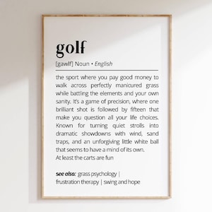Golf Definition Wall Art Humor Golf Poster for Golf Lover Unique Golf Print for Office Home Funny Sport Decor Gift for Him Typography as Art