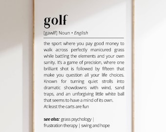 Golf Definition Wall Art Humor Golf Poster for Golf Lover Unique Golf Print for Office Home Funny Sport Decor Gift for Him Typography as Art