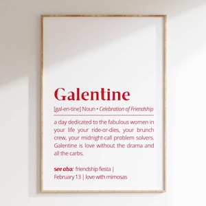 Galentine Definition Printable Wall Art Friendship Celebration Decor Minimalist Typography Gift for Her Best Friends Party Decor Gift Idea