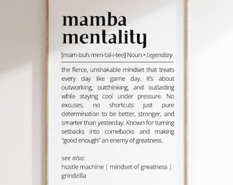 Mamba Mentality Definition Print: Inspirational Wall Art (Digital Download)