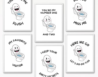 Funny Bathroom Quotes Art Set: Humorous Toilet Prints (Digital Download)