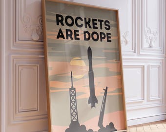 Retro Rocket Launch Poster: Space Lover Gift (Digital Download)