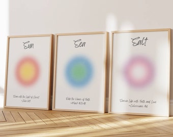 Coastal Aura Art Prints: Sun, Salt, Sea - Set of 3 (Digital Download)