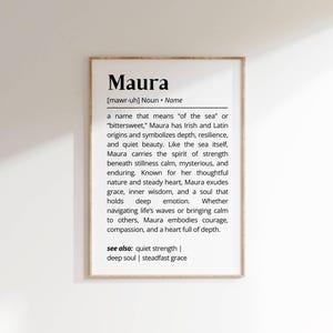 Maura Name Definition Wall Art Personalized Name Meaning Gift for Her Minimalist Typography Poster Baby Shower Printable Nursery Art Decor