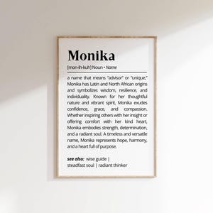 Monika Name Meaning Print: Personalized Typography Wall Art (Digital Download)