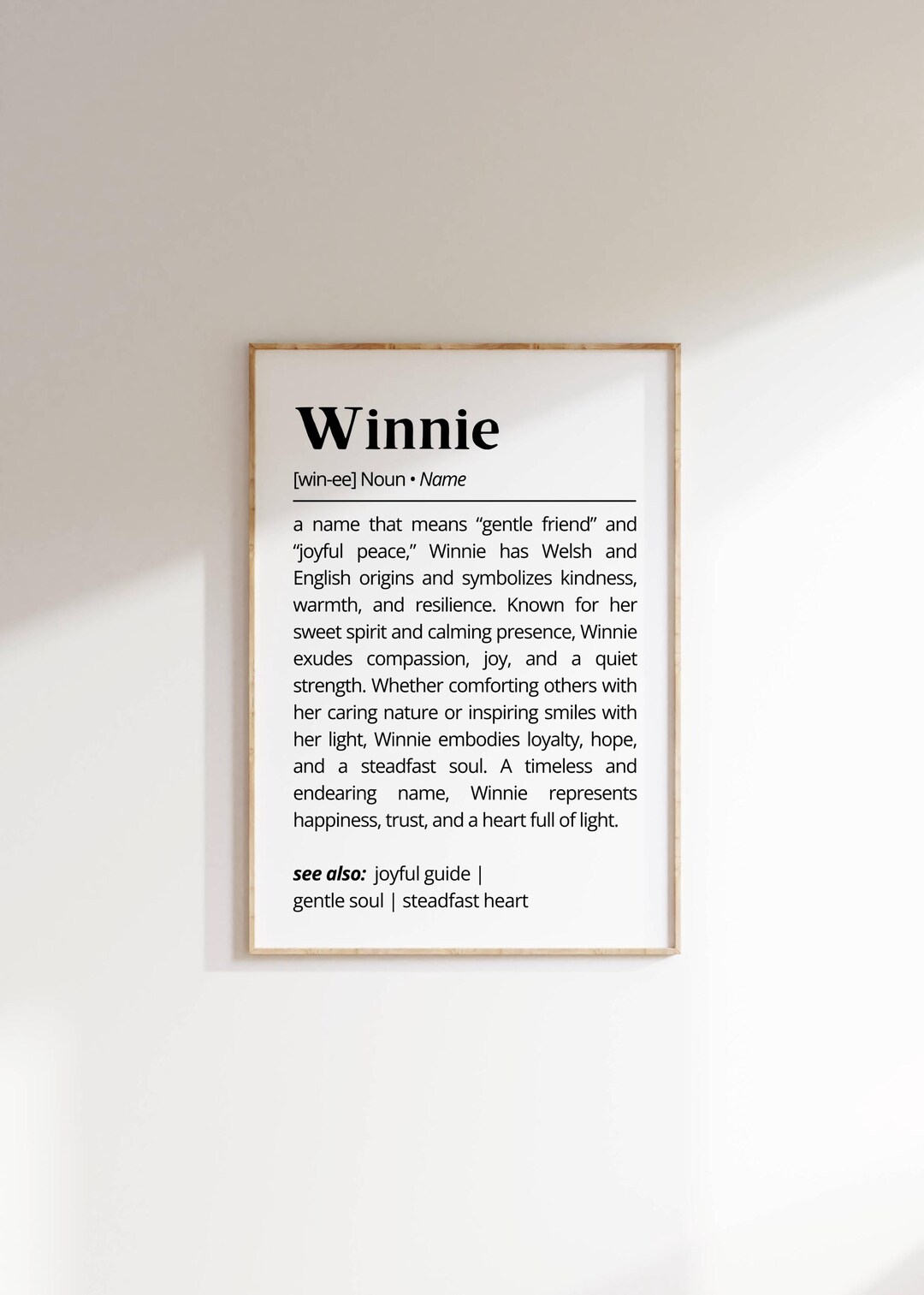 Winnie Name Meaning Print | Personalized Gift | Nursery Wall Art ...