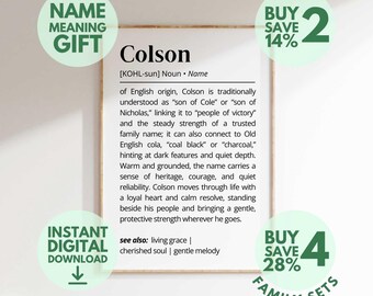 Colson Name Meaning Print | Personalized Gift | Nursery Wall Art | Instant Digital Download