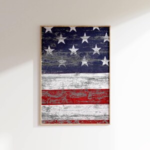 Wooden American Flag Wall Art Patriotic Printable Rustic Farmhouse Decor USA flag Print Instant Digital Download Home US Wood Art Poster