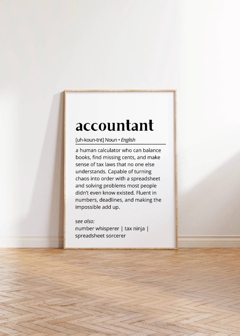 Accountant Definition Print: Funny Office Wall Art (digital Download ...
