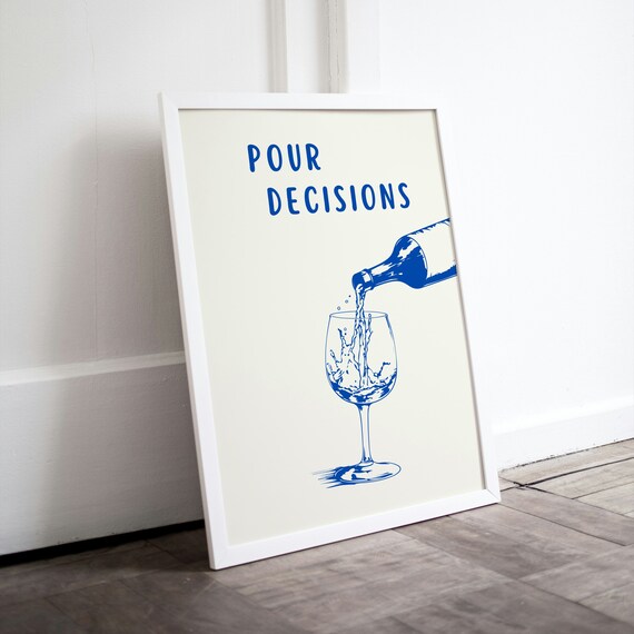 Pour Decisions Print: Minimalist Blue Bar Art (Digital Download)