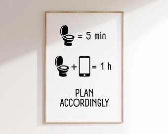Funny Bathroom Sign: Toilet Humor Restroom Art (Digital Download)