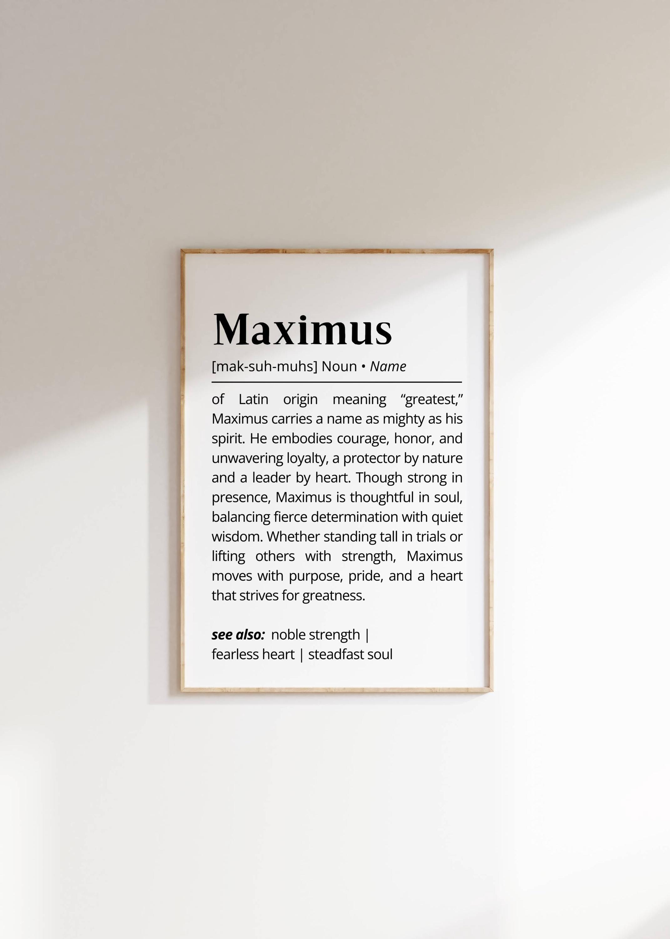 Maximus Name Meaning Print | Personalized Gift | Nursery Wall Art | Instant  Digital Download - Etsy New Zealand