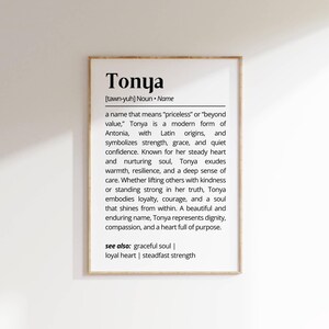 Tonya Name Meaning Print: Personalized Definition Wall Art (Digital Download)
