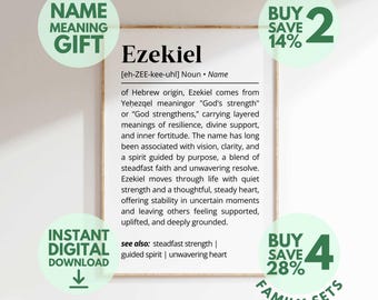 Ezekiel Name Meaning Print | Personalized Gift | Nursery Wall Art | Instant Digital Download