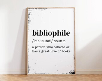Bibliophile Definition Print: Vintage Book Lover Typography (Digital Download)