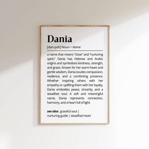 Dania Name Meaning Print: Personalized Typography Wall Art (Digital Download)