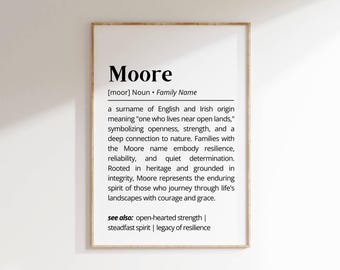 Moore Family Name Meaning Print | Personalized Gift | Nursery Wall Art | Instant Digital Download