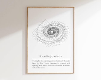 Fractal Polygon Spiral Art Print: Geometric Minimalist Decor (Digital Download)