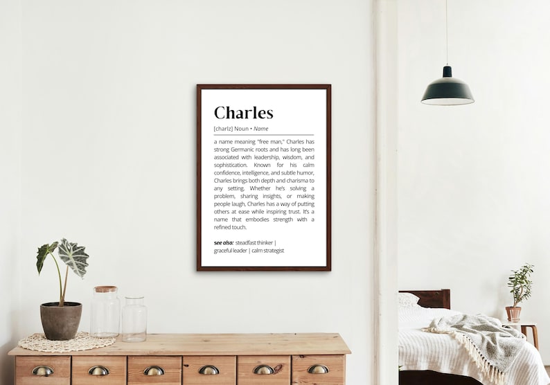 Charles Name Definition Wall Art Modern Name Meaning Print Elegant Name Poster Unique Minimalist Inspirational Name Home Gift Art Decor