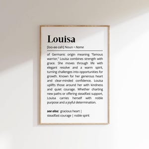 Louisa Name Meaning Print: Personalized Typography, Nursery Decor (Digital Download)