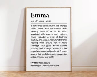 Emma Name Definition Wall Art Printable Personalized Name Meaning Wall Decor Modern Minimalist Typography as Art Custom Unique Gift for Her