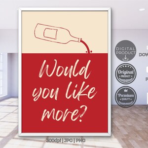 Wine Wall art Modern Print Fun Kitchen Decor Bar Cart Wine Poster Quote drinking Funny drinking quotes Text art Typography as art Red Wine