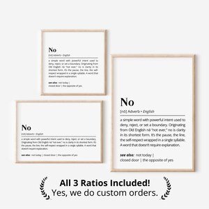 No Definition Printable Wall Art Empowering Typography as Art Poster The Meaning of No Minimalist Boundary Quote Print Fun Home Gift Decor